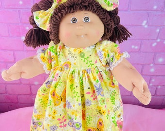 Vintage 1986 Cabbage Patch Kid Doll: Brown Hair, Tooth, Pajamas, OK Factory, PJs