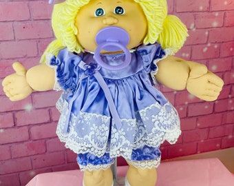 Vintage 1984 Cabbage Patch Kid Doll, Blonde Hair, Lavender Dress