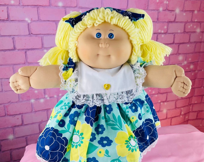 Cabbage Patch Kids Vintage Dolls 1983 Blonde Hair Girl Blue Eyes Collector Doll Ponytails CPK Dolls Gift OK Factory Little Girls 1980's Toys
