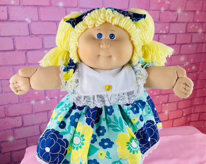 Cabbage Patch Kids Vintage Dolls 1983 Blonde Hair Girl Blue Eyes Collector Doll Ponytails CPK Dolls Gift OK Factory Little Girls 1980's Toys
