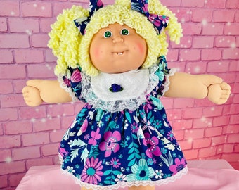 Vintage 1986 Cabbage Patch Kid Doll, Lemon Blonde Hair, Floral Dress