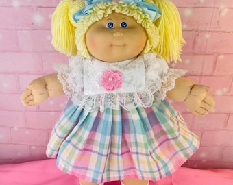 1983 First Edition Cabbage Patch Kid Doll, HM#1, Blonde Hair, custom pastel dress, CPK vintage dolls, gift for girls