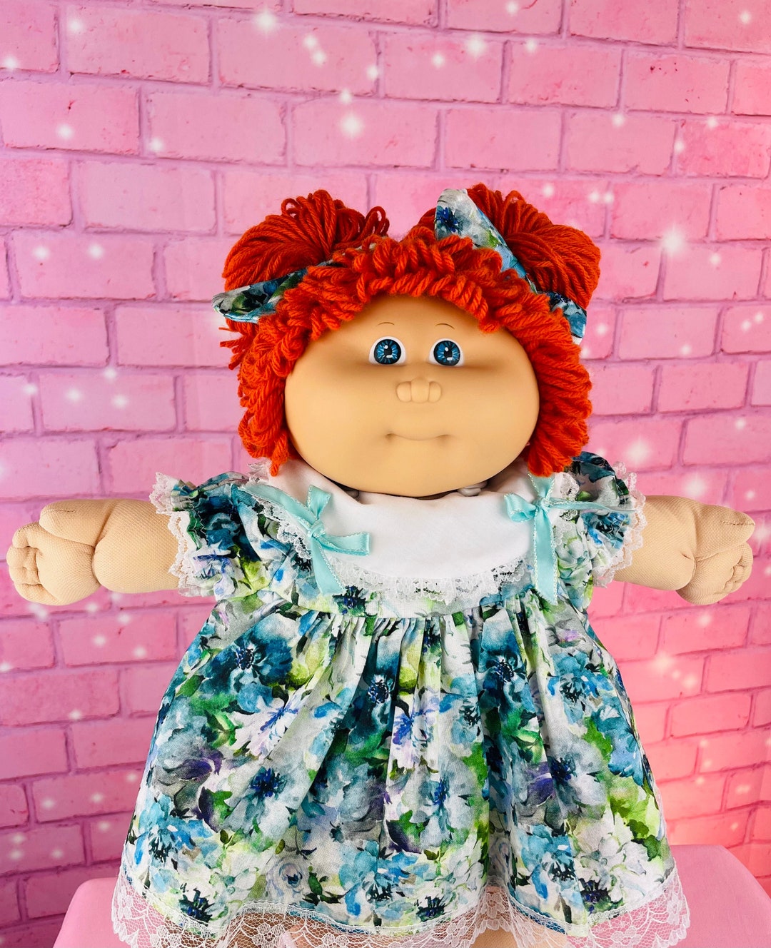 Vintage 1985 Cabbage Patch Doll, Red Hair Girl, Blue Floral Dress - Etsy