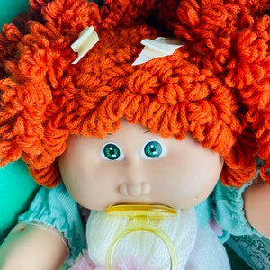 RARE Vintage cabbage patch kid Tara Mindy birth certificate popcorn, Irish redhead girl pacifier in box 1986 collector doll HTF image 6