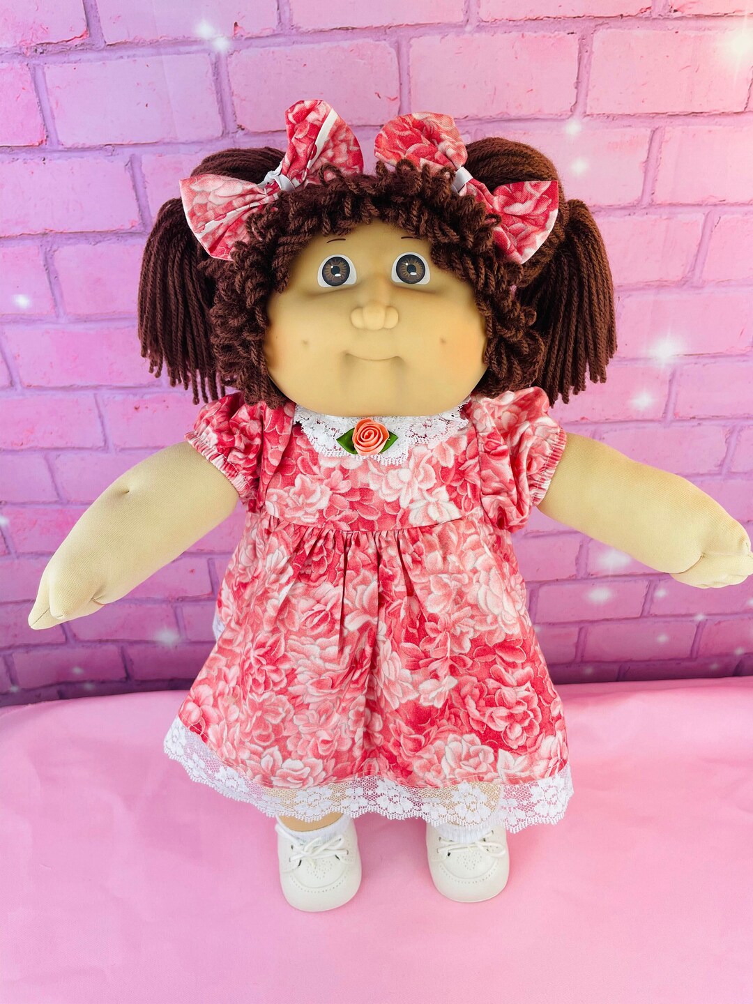 Jesmar Cabbage Patch Kid Brown Hair Eyes Dress 1985 Collector Doll HTF