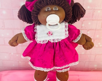 RARE AA Cabbage Patch Kid Vintage  Doll,  1st Edition P factory, African-American pacifier girl, gift for Mom girls CPK