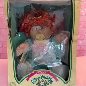 RARE Vintage cabbage patch kid Tara Mindy birth certificate popcorn, Irish redhead girl pacifier in box 1986 collector doll HTF image 9