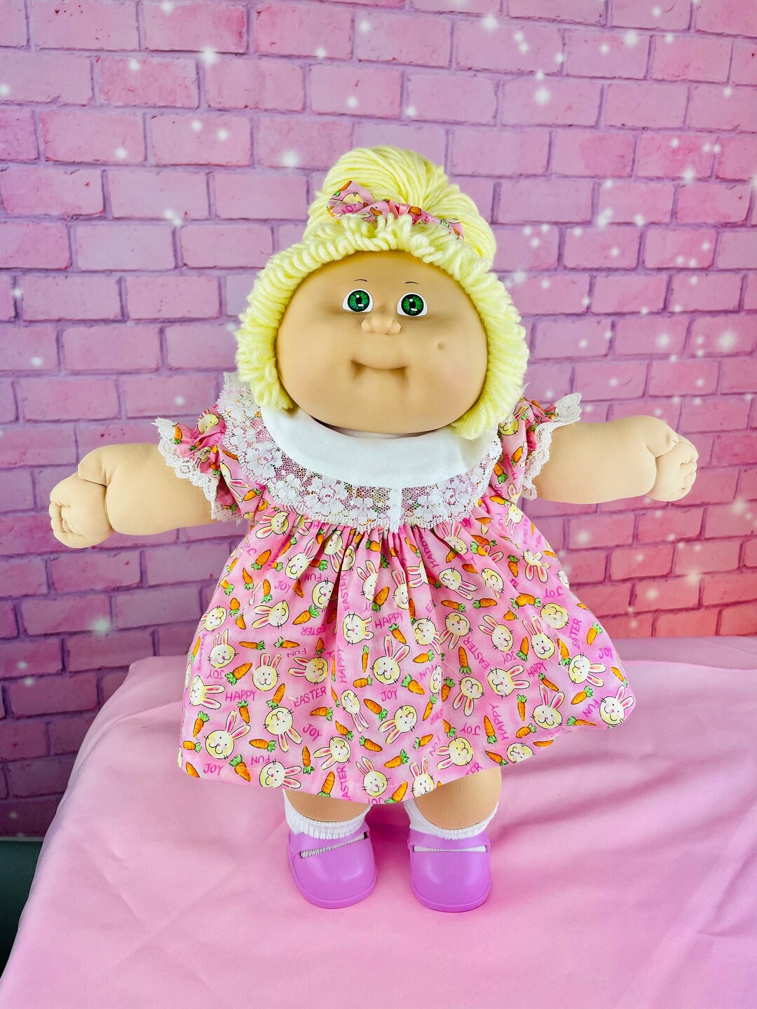 Vintage 1985 Cabbage Patch Kid Doll, Blonde Hair, Green Eyes, Bunny Dress -  Etsy