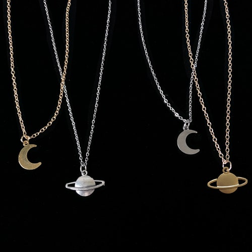 Moon to Saturn Necklace Pack Friendship Necklaces - Etsy