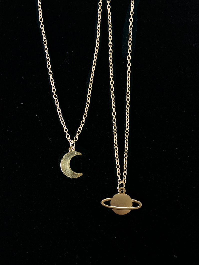 Moon to Saturn Necklace Pack Friendship Necklaces - Etsy