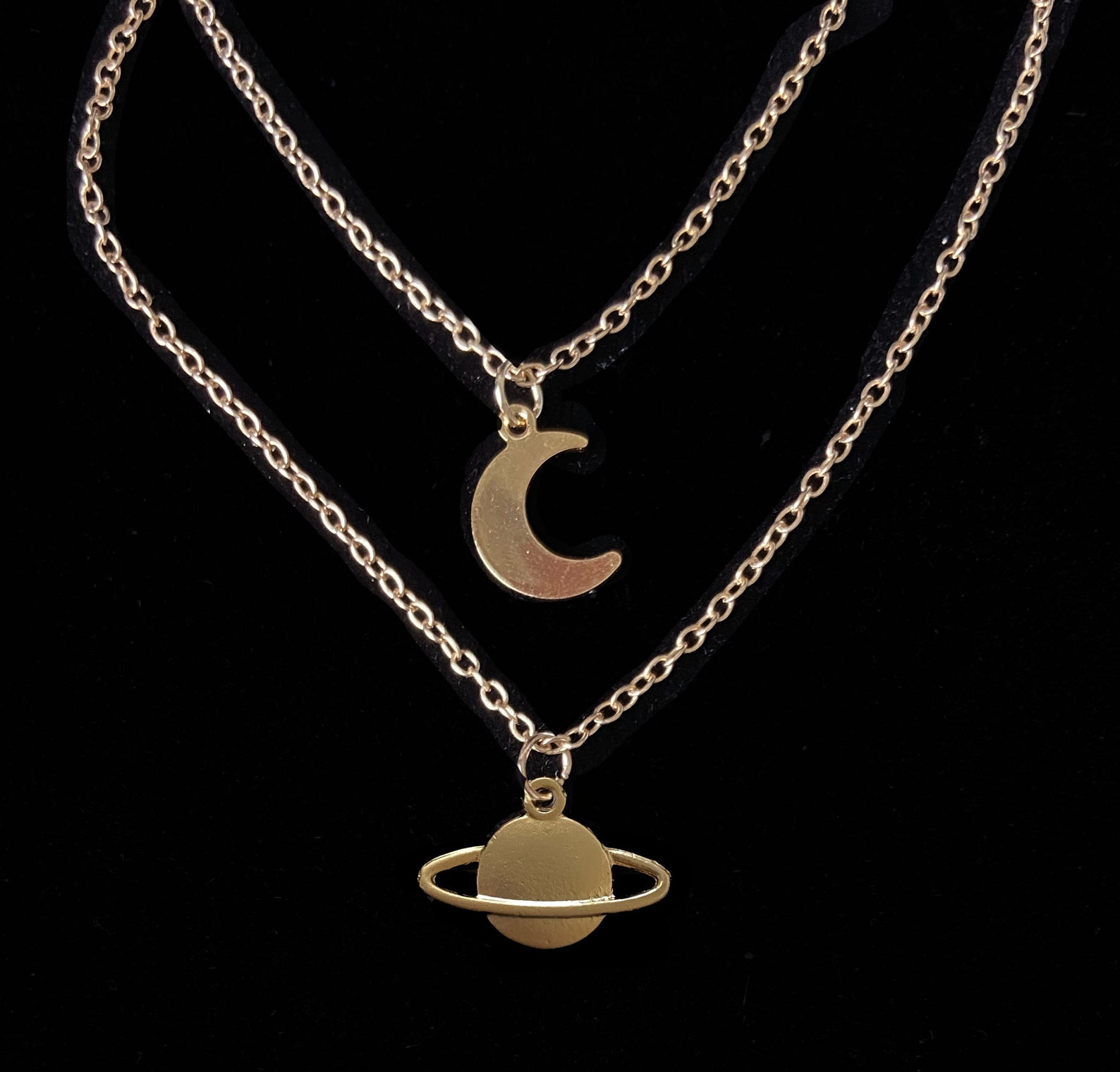 Moon to Saturn Necklace Pack Friendship Necklaces - Etsy