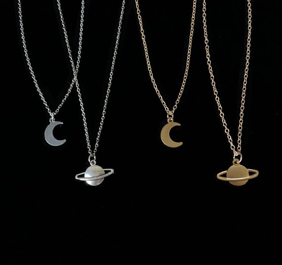 Moon to Saturn Necklace Pack, Friendship Necklaces, Anniversary