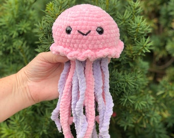 Crochet Jellyfish Plushie: Pink & Purple Stuffed Toy