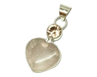 Rose Quartz Pendant, Rose Quartz Jewellery Necklace, 925 Silver Plated Pendant, Handmade Pendant, Gift For Her