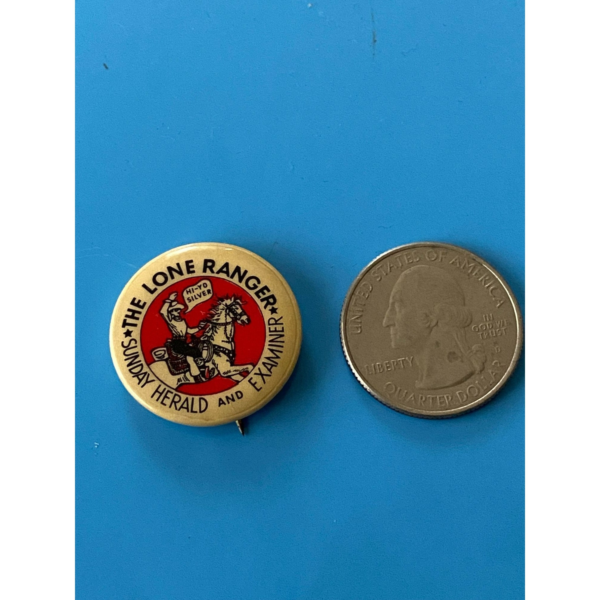 Lone Ranger Pinback Vintage LONE RANGER Sunday Herald Examiner Original 1