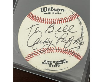 Andy Pafko Signed Auto Baseball Wilson Disc Card Autograph
