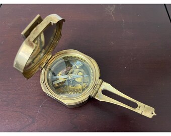 Nautical EINSTEIN LONDON Compass Golden Finish Marine Vintage With Wooden Box 