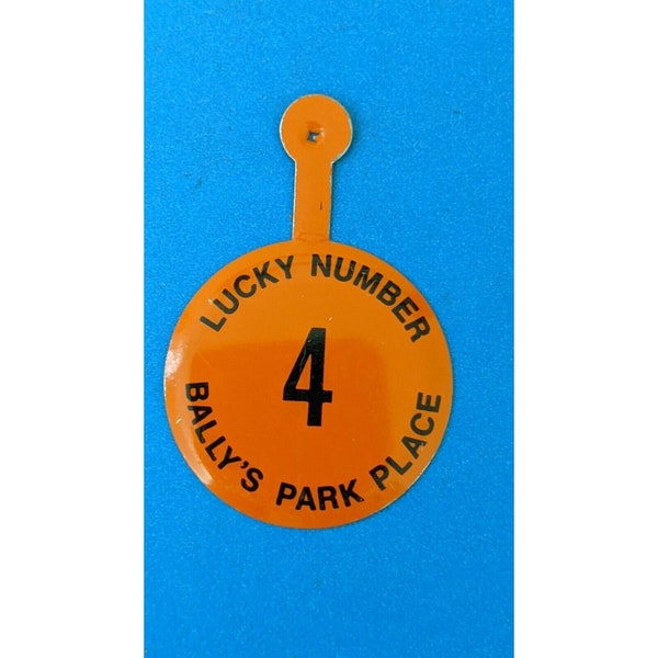 Lucky #4 Bally's Park Place Hotel Casino Atlantic City NJ Button Metal Tab Pin