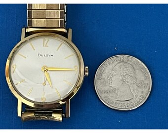Vintage 1964 M4 Bulova Mens 10k Gold Rolled RGP Watch in case NICE!