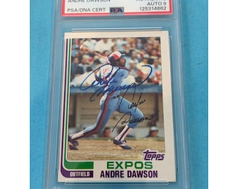 Andre Dawson 1982 Topps #540 Signed Card PSA DNA Auto Expos Cubs 9