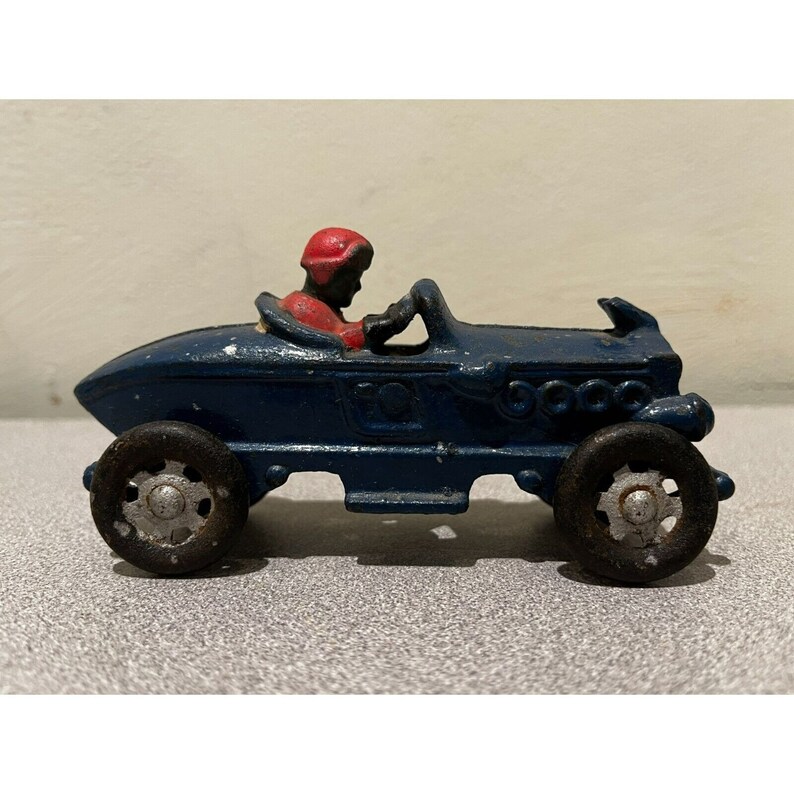 Vintage Antique Metal Cast Iron Race Car Model Boat Tail - Etsy