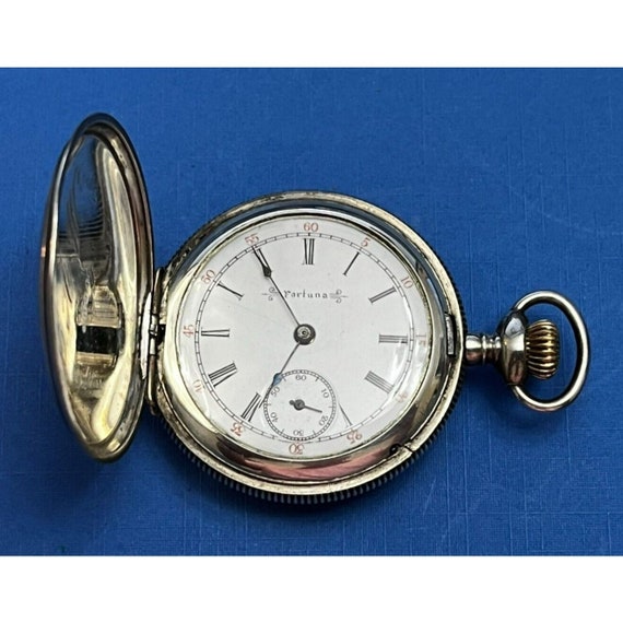 Antique Fortuna Sterling Silver Pocket Watch TWG … - image 1