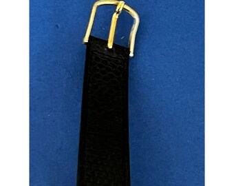 Vintage Jean Clouet Quartz Tank Watch Gold tone w black leather band Vintage Jean Clouet Quartz Tank Watch Gold tone w black  main image 3