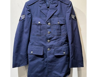 Vintage Korean War US Air Force Senior Airman Uniform Jacket Dress Blue 36R