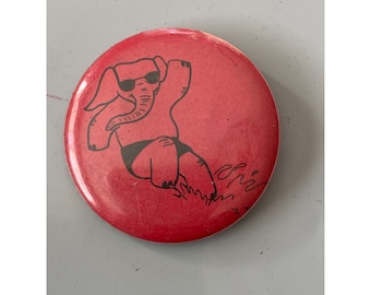 Vintage Elephant Logo Red Pinback Button