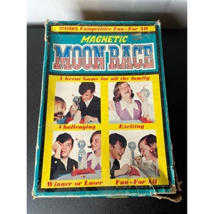 vintage 1970s Stevens magnetic moon race toy game rare!