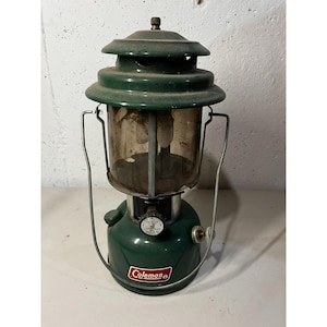 Vintage COLEMAN Lantern Green Model 220j Dual Mantle 8/ 1979 Camping Hunting
