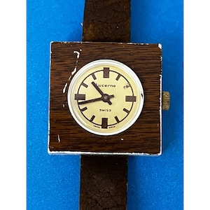 Vintage 1960s Lucerne Plastic Mechanical Watch Swiss Plexiglass Manual Wind Up