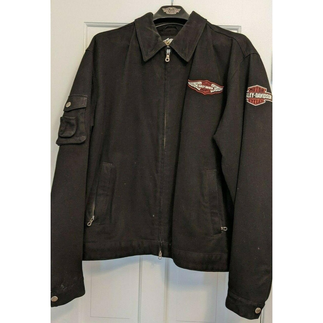 Harley-Davidson LARGE Black Canvas Riding Jacket 103819