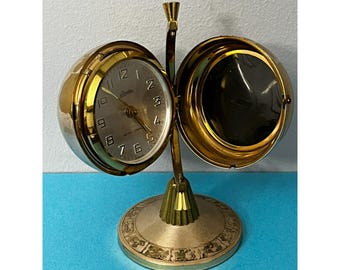 Linden Germany 7-Jewel Globe Desk Travel Clock W/ Zodiac Signs On Base rare runs