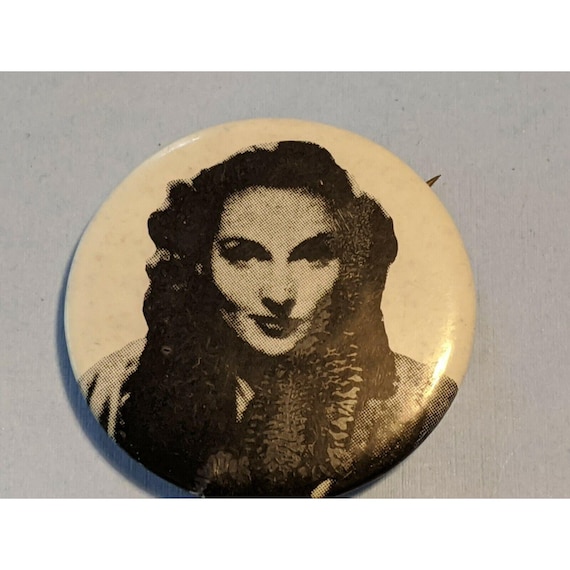 Vintage María Félix Mexican actress singer Black & White Portrait pinback pin
