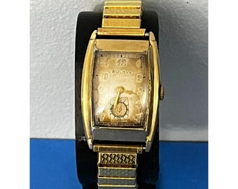 Vintage MENS Art Deco BULOVA 10k Gold filled WRISTWATCH needs service runs