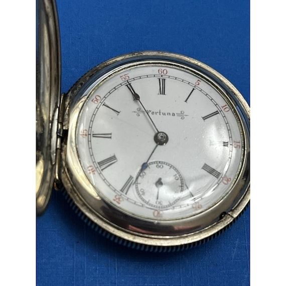 Antique Fortuna Sterling Silver Pocket Watch TWG … - image 5