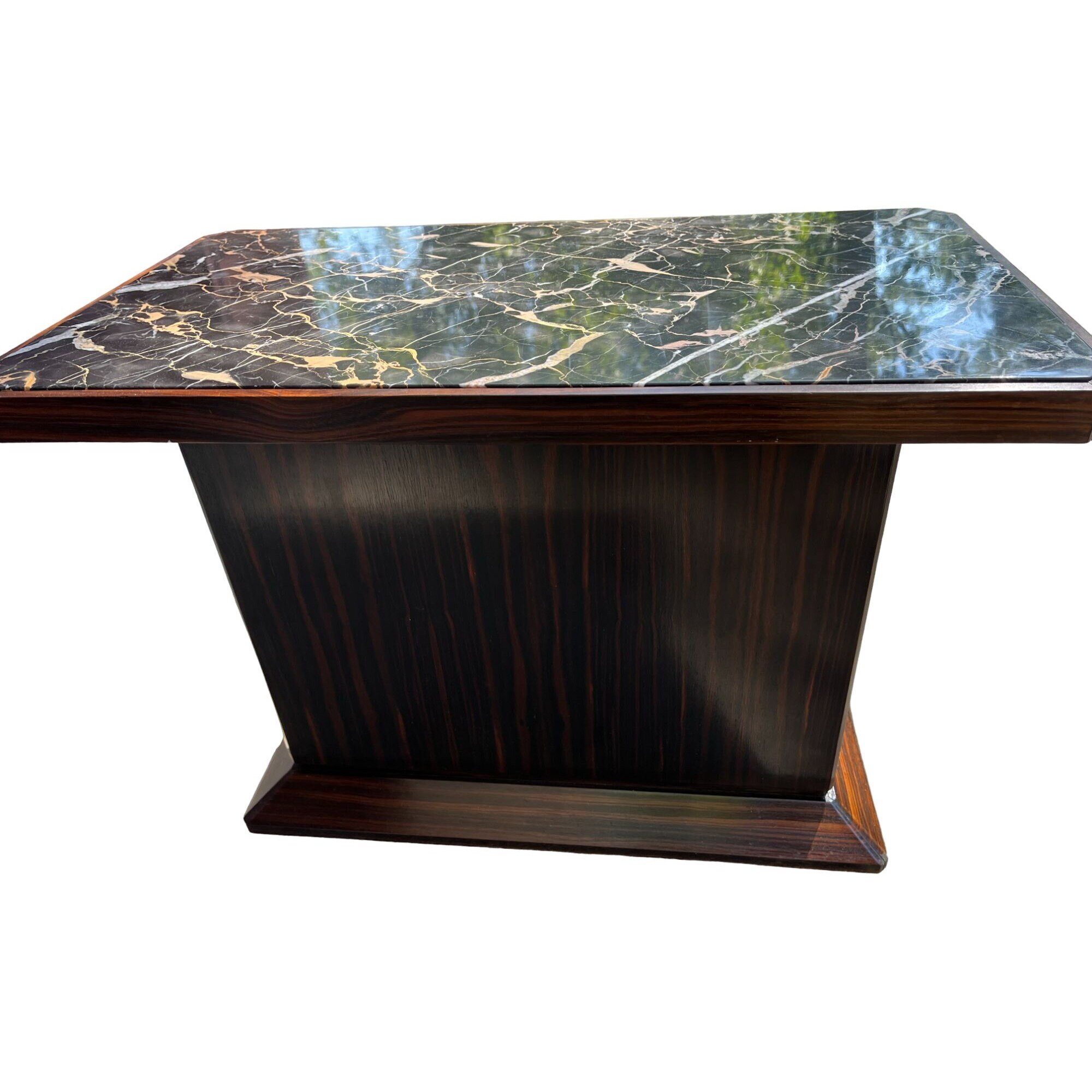 Vintage Mid Century Modern End Table Wood Veneer W Marble - Etsy