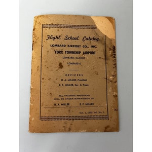 VINTAGE 1952 York Township Lombard Airport Flight School Catalog Illinois Rare!