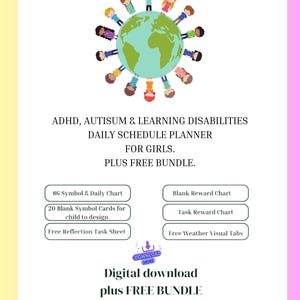 Printable ADHD Planner for girls | Visual Daily Schedule for Autism & Learning Disabilities | 86 Routine Symbols | Plus FREE BUNDLE