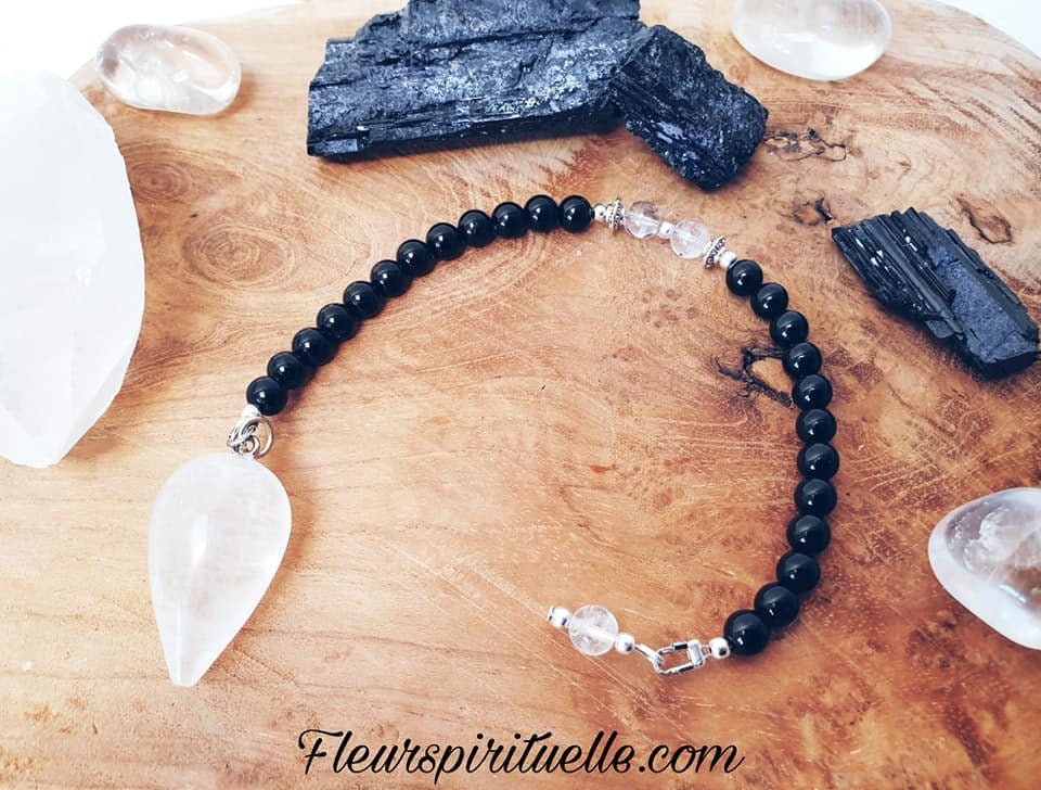 Pendule en Tourmaline et Cristal de Roche