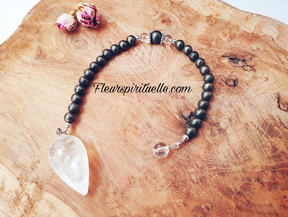 Pendule en Pyrite et Cristal de Roche