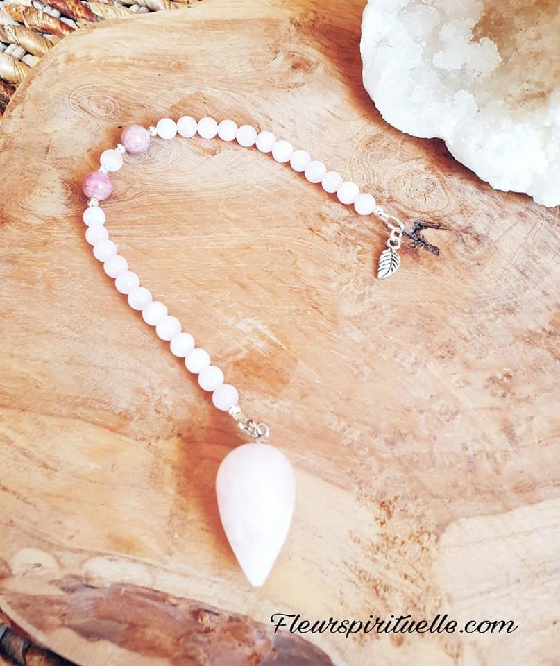Pendule Quartz Rose et Rhodochrosite