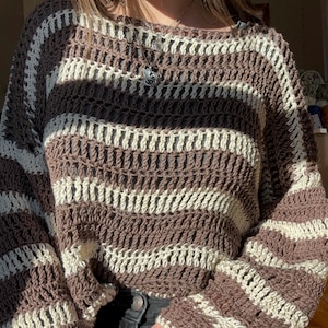 Patrón de crochet para suéter de café y crema imagen 4