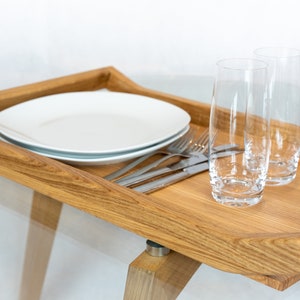 Wooden tray | regional solid cherry tree / oak wood | handmade | (L) 60cm x (W) 34cm x (H) 6.5cm | Decoration | square | tray