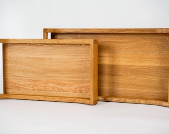 Handgemachtes Holztablett aus Massivholz – Servier- & Dekotablett – 2 Größen – Eiche natur