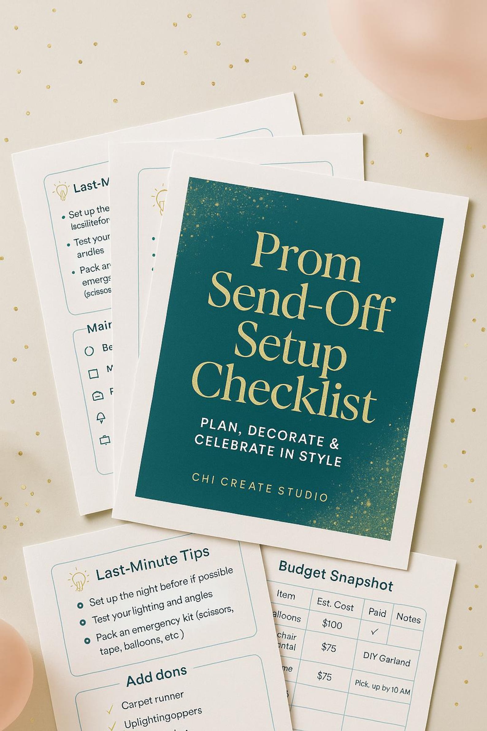 2026 Prom Send off Setup Checklist-printable Glam Party Guide by Chi ...
