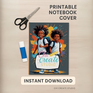 Afro Kids Printable Notebook Cover | Back to School DIY Binder or Composition Book Cover | Instant Download