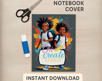 Portada de cuaderno imprimible para niños afro / DIY para la vuelta al cole (descarga instantánea)