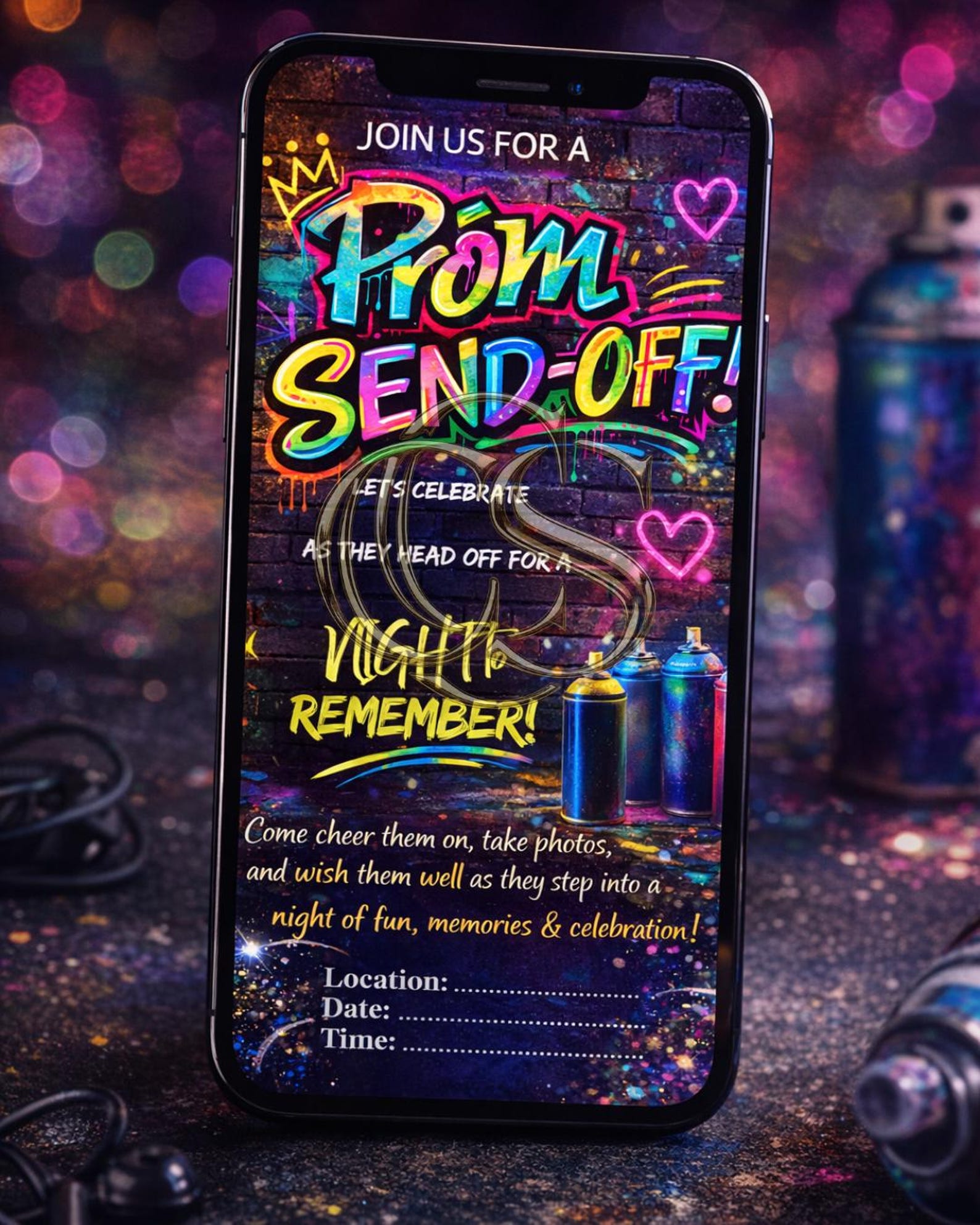 Prom Send off Invitation Template | Graffiti Prom Sendoff Invite ...